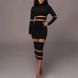Modern Bodycon Dress  White Mesh Cut-Out Design - Product example