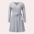 Pleated Wrap Midi Dress  V-Neck Ribbed Knit Design - Product detail 9