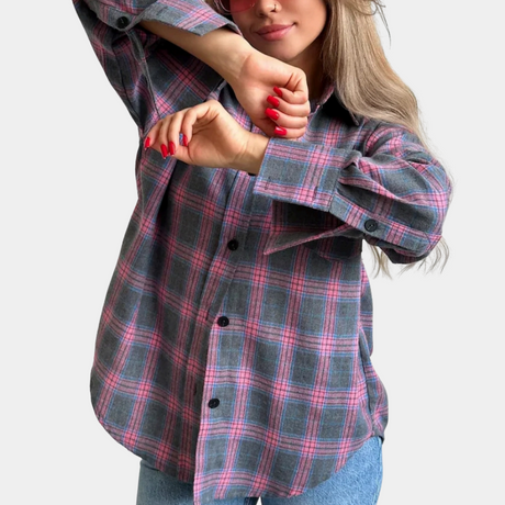 Plaid Button Down Shirt  Relaxed Fit Green Checkered Pattern - Product detail 8
