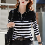 Casual Striped Quarter Zip Top  Cotton Mint Stripe Pattern - Product detail 8