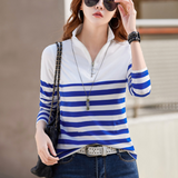Casual Striped Quarter Zip Top  Cotton Mint Stripe Pattern - Product detail 9