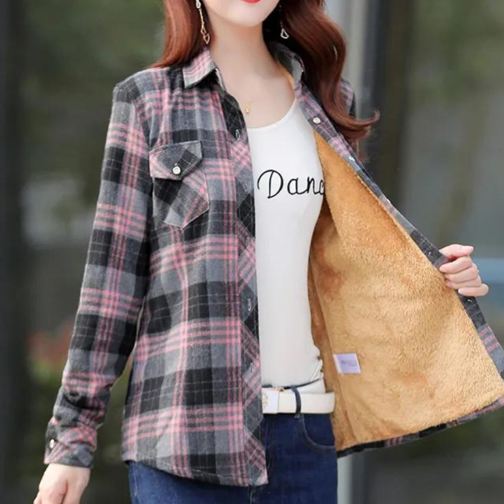 Plaid Fleece Lined Shirt  Soft Cotton Flannel With Thermal Interior - Product detail 5