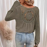 Crochet Back Sweater  Pink Mandala Pattern Knit - Product detail 8