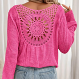 Crochet Back Sweater  Pink Mandala Pattern Knit - Product detail 7