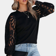 Lace Sleeve Blouse  Elegant Black Crochet Pattern - Product detail 6