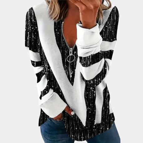 Modern Zip-Up Pullover  Emerald Metallic Pattern - Product detail 10