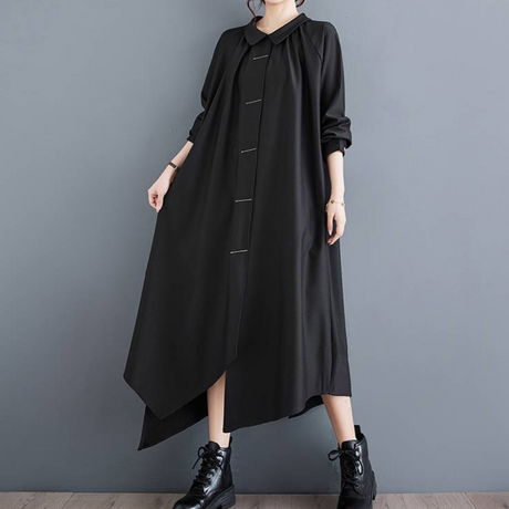 Asymmetric Maxi Dress  Long Sleeve Elegant Design - Product showcase