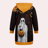 Halloween Hoodie Dress  Ghost  Pumpkin Print Design - Product example