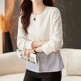 Modern Striped Blouse  Dual-Tone Cotton Blend Design - Product detail 5