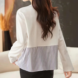 Modern Striped Blouse  Dual-Tone Cotton Blend Design - Product example