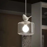 Bird Glass Pendant Light  White Stone Contemporary Design - Product example
