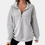 Half-Zip Sweatshirt Women  Casual Cotton Blend Pullover - Detailed view