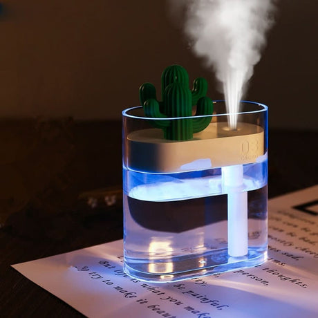 Cactus Humidifier  Ultrasonic Cool Mist with LED Lighting - Product showcase