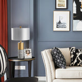 Modern Marble Table Lamp  Gold Metal and White Shade - Product detail 7