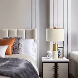Modern Marble Table Lamp  Gold Metal and White Shade - Product detail 9