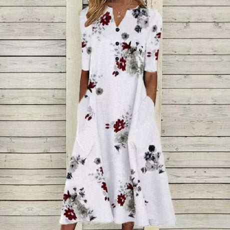 Butterfly Floral Midi Dress  White Cotton Blend With Purple Accents - Product detail 10