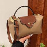 Compact Crossbody Handbag  Brown Leather Accent Mini Bag - Product showcase