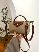 Compact Crossbody Handbag  Brown Leather Accent Mini Bag - Product detail 4