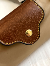 Compact Crossbody Handbag  Brown Leather Accent Mini Bag - Product detail 5