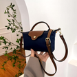 Leather Crossbody Bag  Compact Two-Tone Design with Gold Hardware - Product detail 6