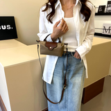 Compact Crossbody Handbag  Brown Leather Accent Mini Bag - Product detail 7