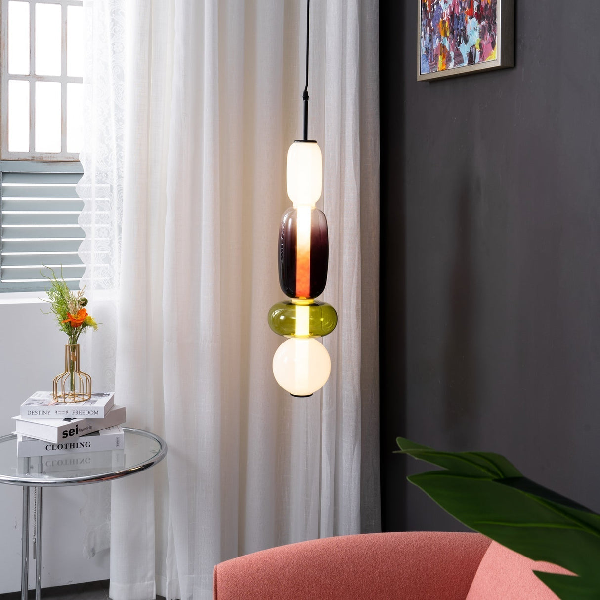 Modern Glass Pendant Light  Stacked Geometric Shapes - Product detail 20