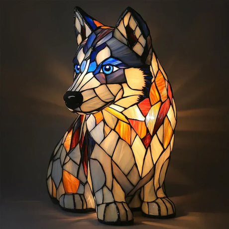 Stained Glass Dog Lamp  Tiffany Style Decorative Table Light - Product detail 11