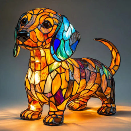 Tiffany Style Dog Table Lamp  Stained Glass French Bulldog Design - Product detail 4