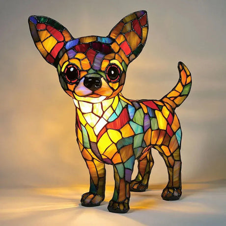 Stained Glass Dog Lamp  Tiffany Style Decorative Table Light - Product detail 5