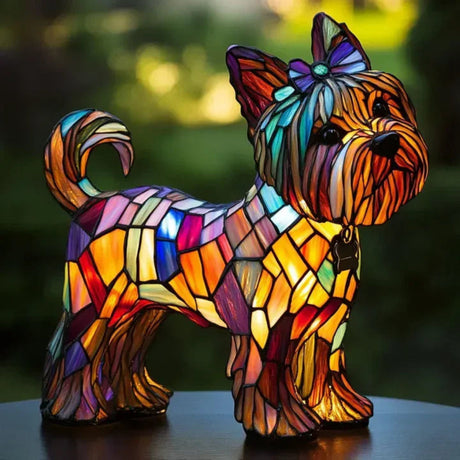 Tiffany Style Dog Table Lamp  Stained Glass French Bulldog Design - Product detail 6