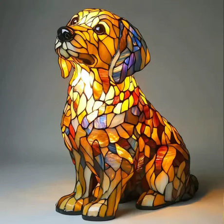 Tiffany Style Dog Table Lamp  Stained Glass French Bulldog Design - Product detail 7