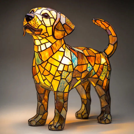 Tiffany Style Dog Table Lamp  Stained Glass French Bulldog Design - Product detail 8