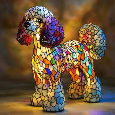 Stained Glass Dog Lamp  Tiffany Style Decorative Table Light - Product detail 9