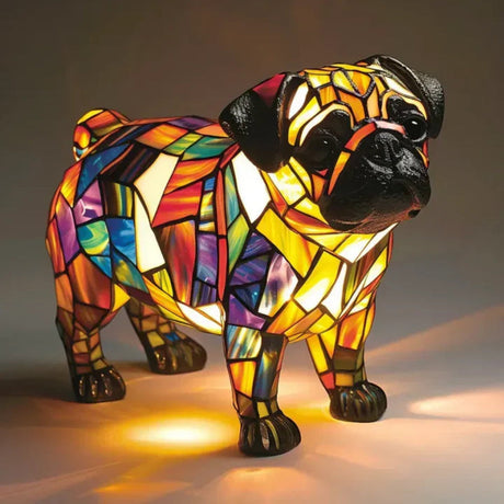 Tiffany Style Dog Table Lamp  Stained Glass French Bulldog Design - Product detail 10
