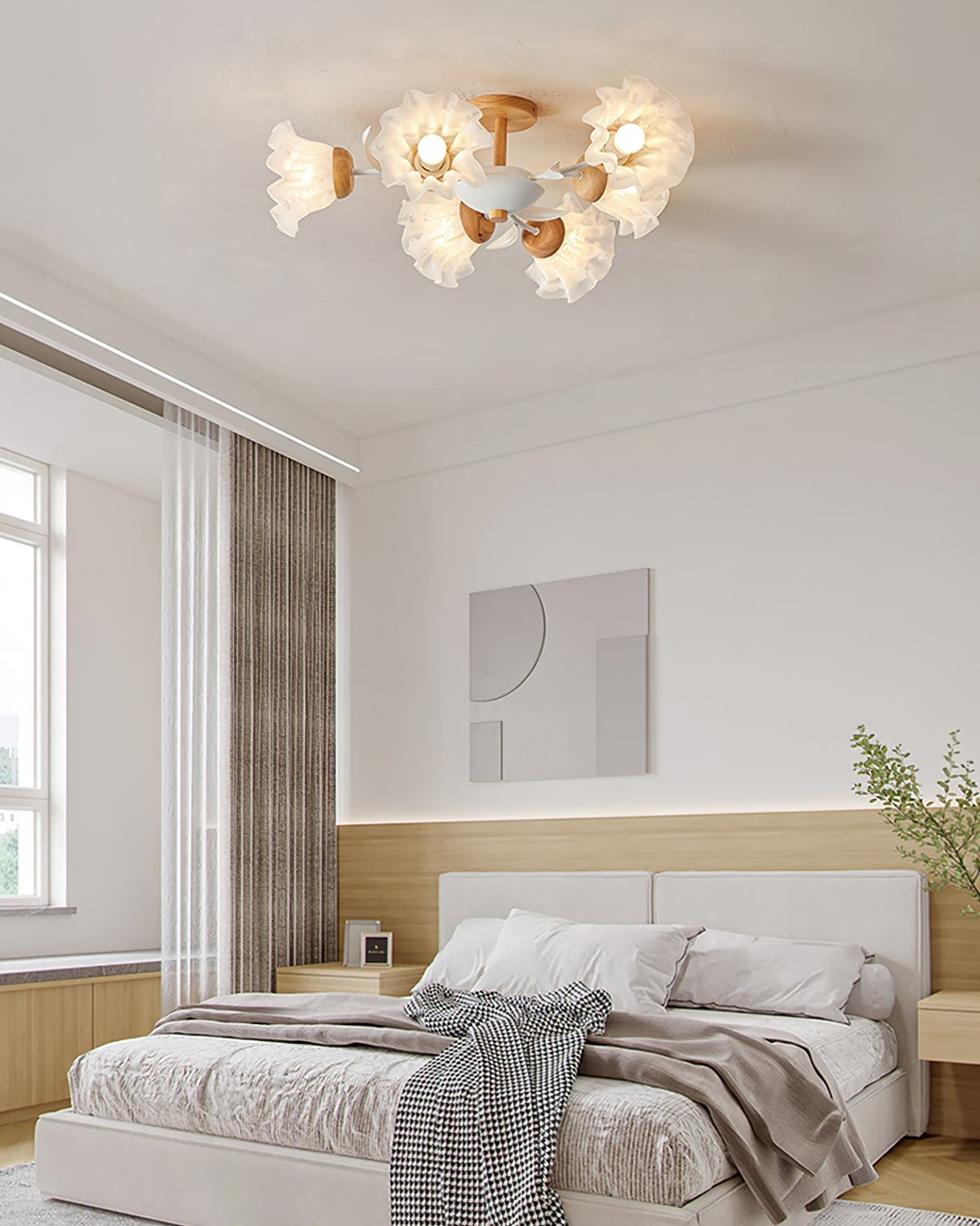 Floral Ceiling Light  White Petal Shade Design - Detailed view