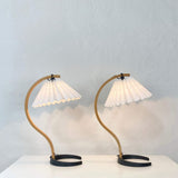 Scandinavian Table Lamp  Curved Wood  Pleated Shade - Product detail 26