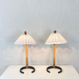 Scandinavian Table Lamp  Curved Wood  Pleated Shade - Product detail 27