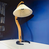 Scandinavian Table Lamp  Curved Wood  Pleated Shade - Product detail 31