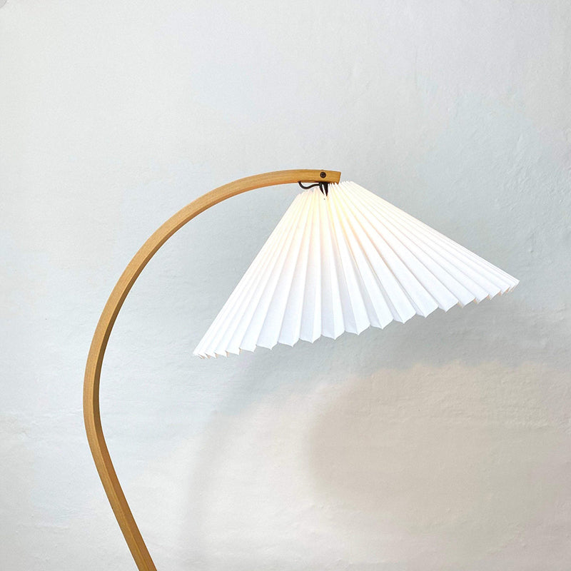 Scandinavian Table Lamp  Curved Wood  Pleated Shade - Product detail 33