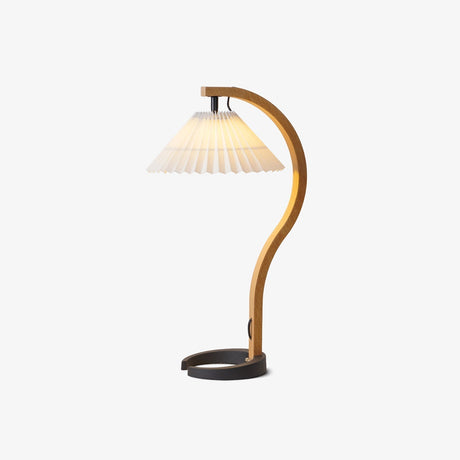 Scandinavian Table Lamp  Curved Wood with Pleated Shade - Product detail 36