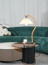 Scandinavian Table Lamp  Curved Wood  Pleated Shade - Product detail 6
