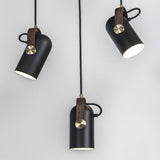 Modern Pendant Light  Black Metal Wood Accent - Product showcase