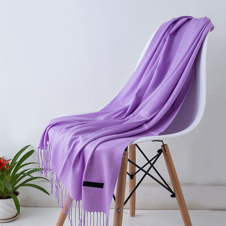 Cashmere Scarf  Soft Black Fringe Winter Wrap - Product detail 4