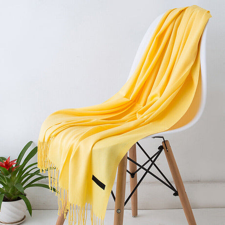 Cashmere Scarf  Soft Black Fringe Winter Wrap - Product detail 7