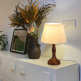 Traditional Table Lamp  Walnut Base With Pleated Shade - Product detail 8