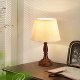 Traditional Table Lamp  Walnut Base With Pleated Shade - Product detail 4