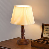 Traditional Table Lamp  Walnut Base With Pleated Shade - Product example