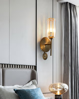 Art Deco Wall Sconce  Crystal Glass Cylinder With Brass Sunburst - Product detail 10