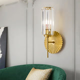 Art Deco Wall Sconce  Crystal Glass Cylinder With Brass Sunburst - Product detail 12