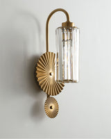 Art Deco Wall Sconce  Crystal Glass Cylinder With Brass Sunburst - Product detail 7